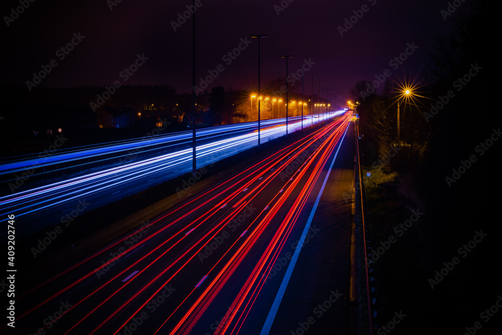 Long exposure highway at night