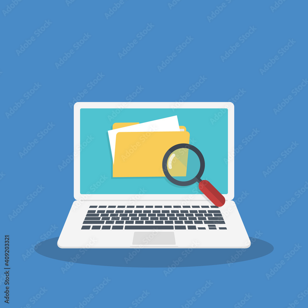 Scan or inspection of file folder documents on laptop. Archive review. Online analyzing check of law legal docs, find or search on laptop. Scan or inspection of file folder documents on laptop. Archive review. Online analyzing check of law legal docs, find or search on laptop.