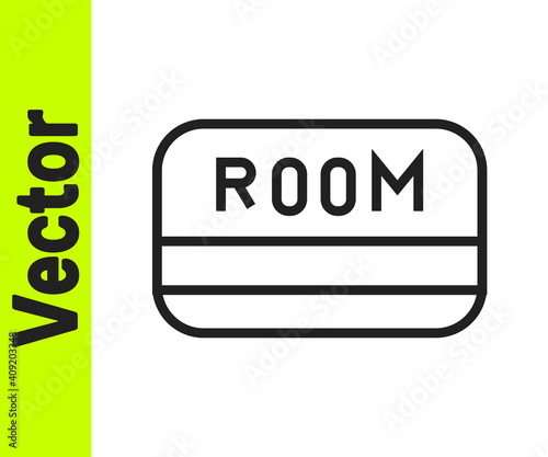Black line Hotel key card from the room icon isolated on white background. Access control. Touch sensor. System safety, protection. Vector.
