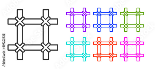 Black line Prison window icon isolated on white background. Set icons colorful. Vector.