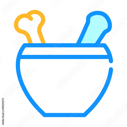 mortar with bone color icon vector illustration