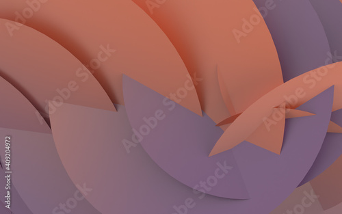 3d Rendering of Abstract Background with Dots Illustration Randomised Panels with Graphic Shapes in Red  Orange and Purple Color