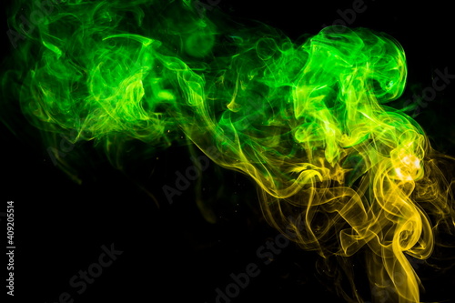 Colored smoke on black background