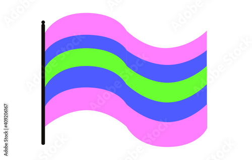Vector illustration of the waving Trigender pride flag on white background. A symbol of the trigender community.