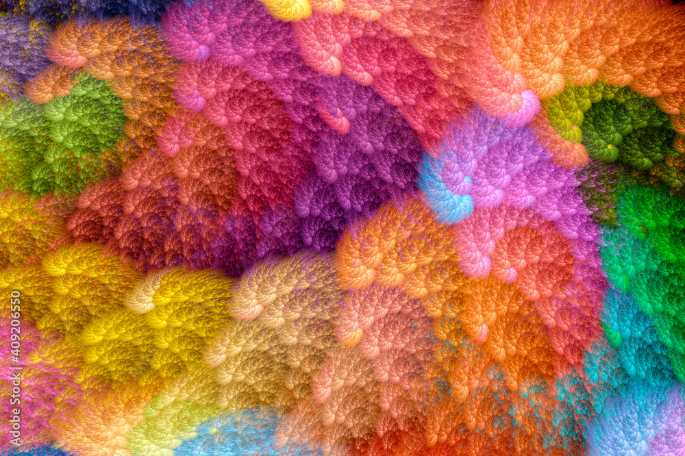 Abstract fractal clouds texture background. Digital fractal art. Computer generated image. Modern background for print or design. Fractal marbled texture. 3D illustration.