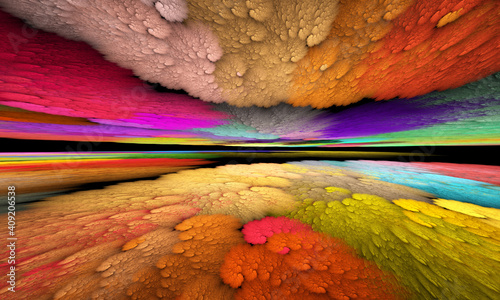 Abstract multi-colored surreal fractal landscape. Computer generated image. F...