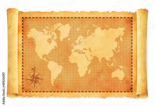 Old vintage world map vector illustration