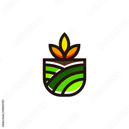 Modern Simple Farm and Garden Logo Icon Vector Design Template Isolated.