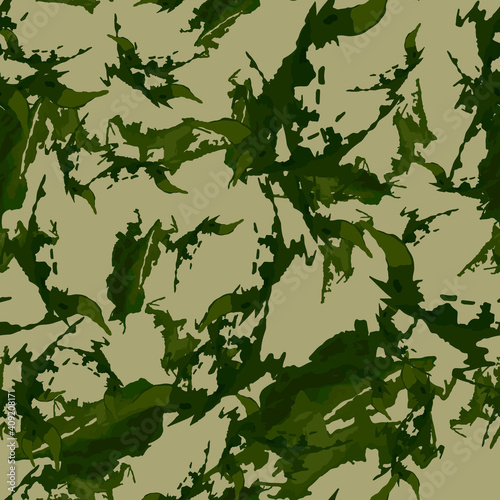 Forest camouflage of various shades of green and beige colors