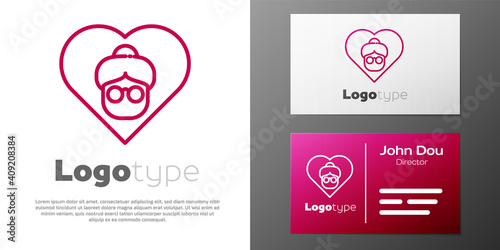 Logotype line Grandmother icon isolated on white background. Logo design template element. Vector.