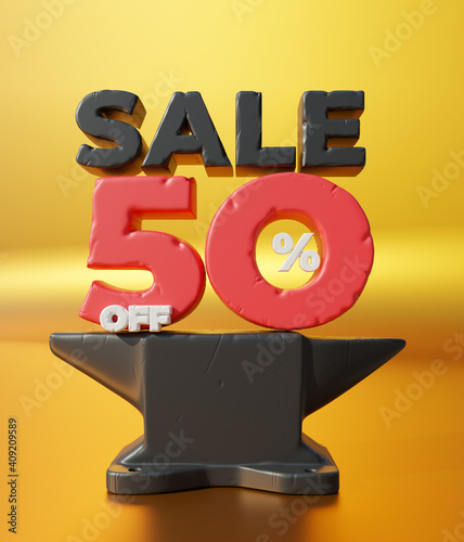 Special offer sale. Discount offer price label, symbol for advertising campaign in retail, sale promo marketing, 50% off discount, ad offer on shopping day. 3d illustration.