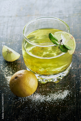 cocktail with lime and mint
