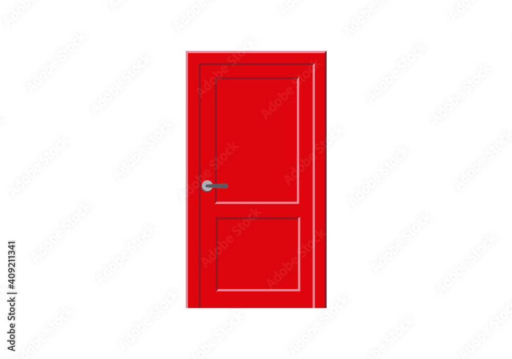 llustration of closed red door llustration of closed red door