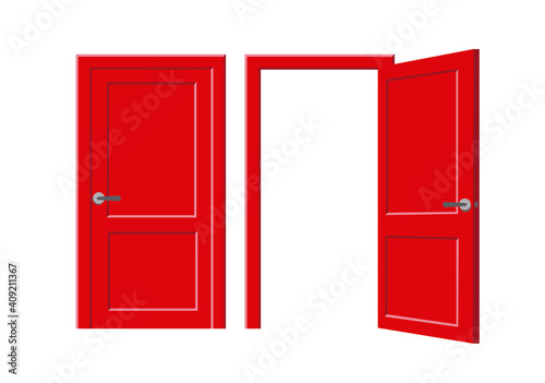 Set of open and closed door illustration