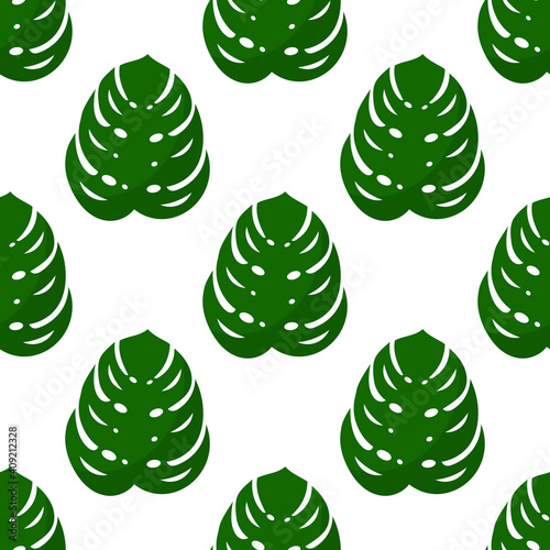Green monstra leaves seamless background.