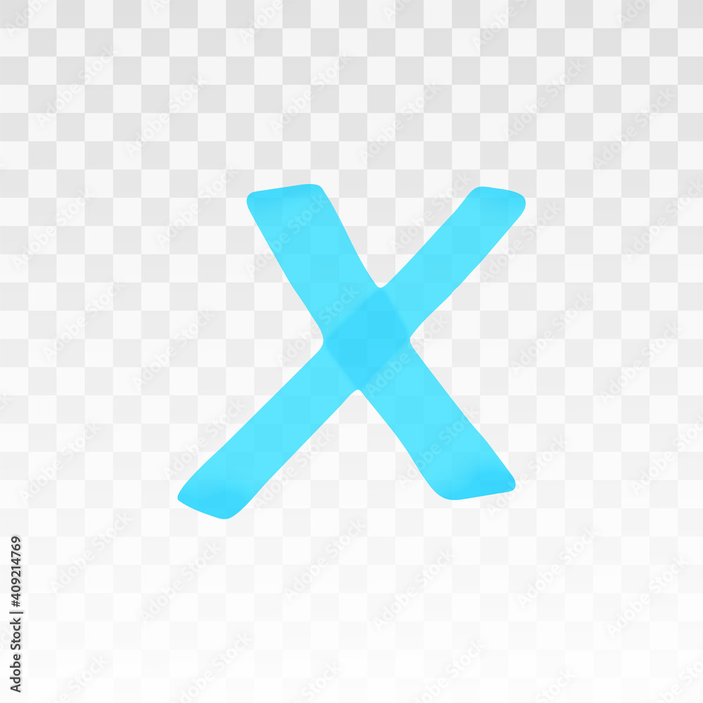Fototapeta premium Blue highlighter cross isolated on transparent background. Marker pen highlight underline cross. Vector hand drawn graphic stylish element