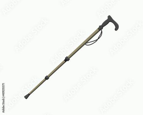 Metal nordic hiking walking sticks. Equipment mountain climbing