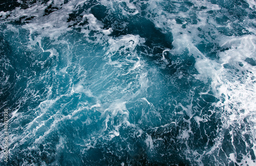 Fototapeta Naklejka Na Ścianę i Meble -  Abstract blue sea water with white wave