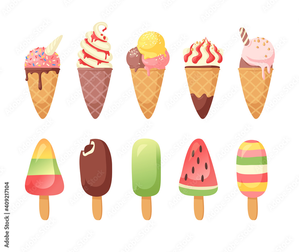 Hand Drawn Ice Cream Vector Artistic Drawing. Summer Illustration Sweet Fast Food Hand Drawn Ice Cream Vector Artistic Drawing. Summer Illustration Sweet Fast Food