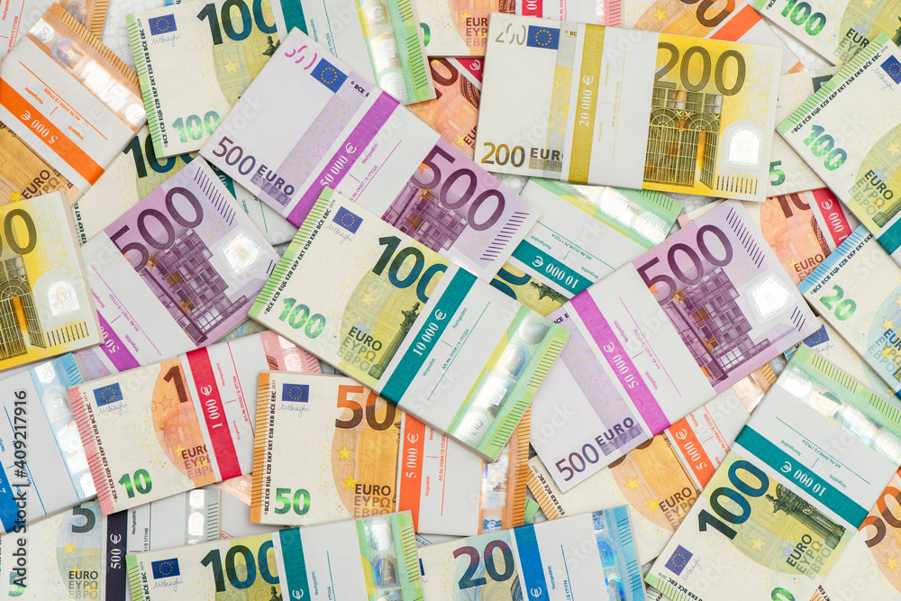 Viele Euro Geldbündel Viele Euro Geldbündel