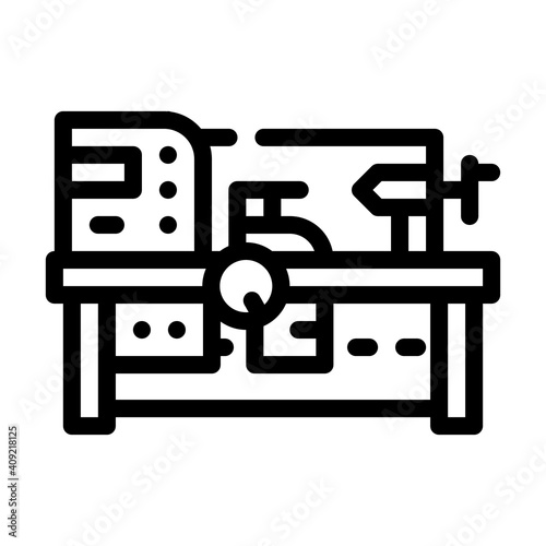 screw-cutting lathe line icon vector illustration flat