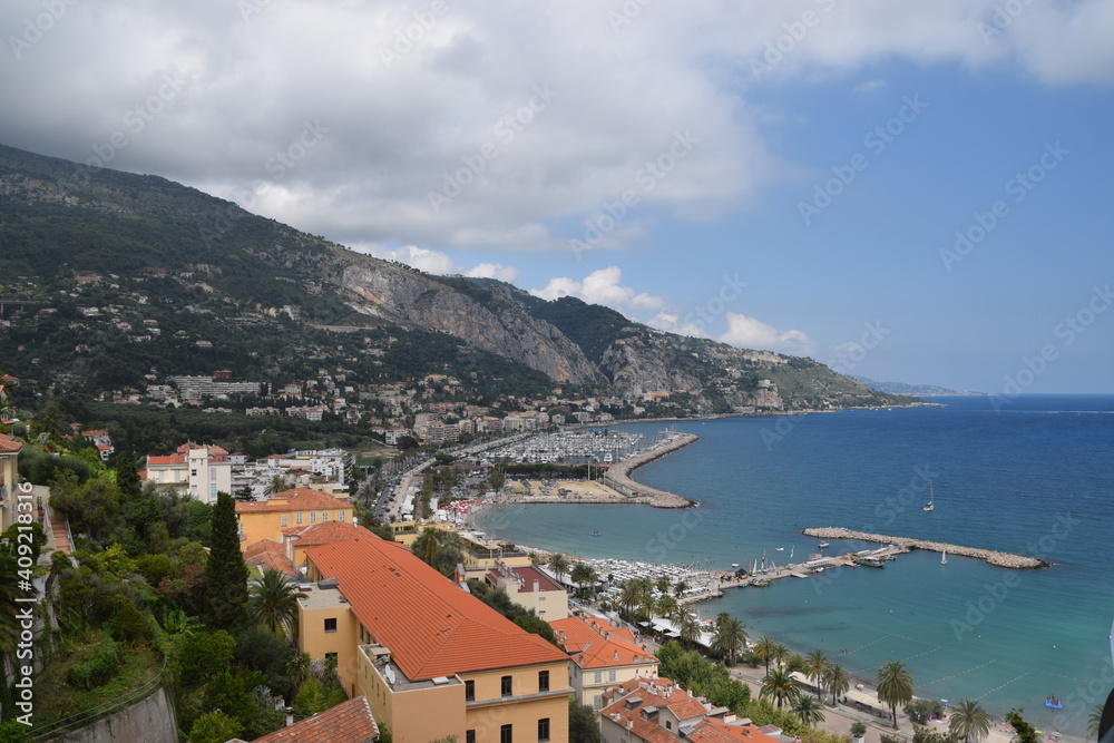 Menton, coast and sea view, South of France 