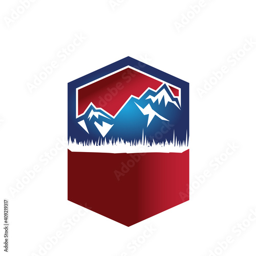 Illustration design snow mountain landscape