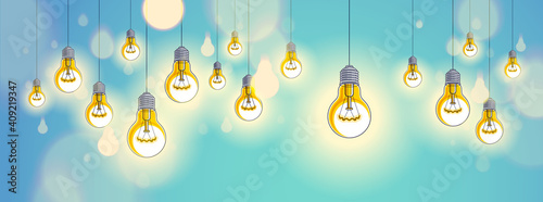 Light bulbs shining beautif...