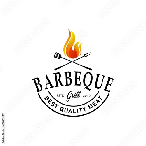 barbecue logo. flat design. vector illustration concept