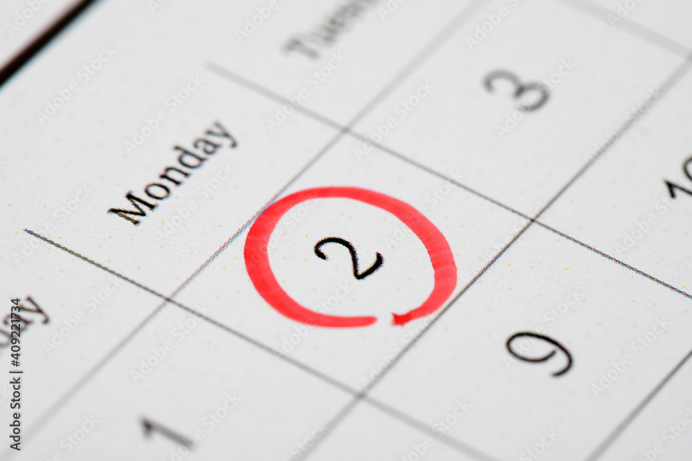 Calendar with marked date February 2nd, closeup. Groundhog day Calendar with marked date February 2nd, closeup. Groundhog day