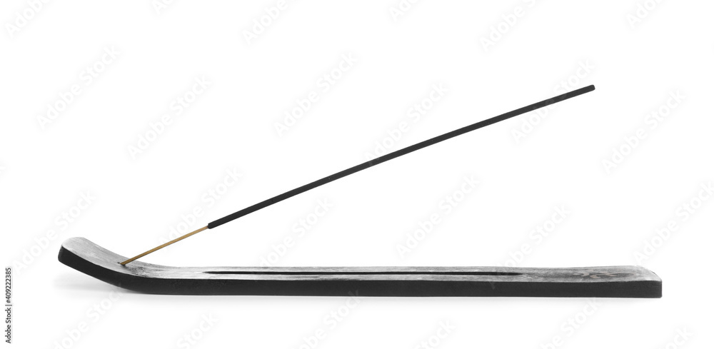 Incense stick in holder on white background Incense stick in holder on white background