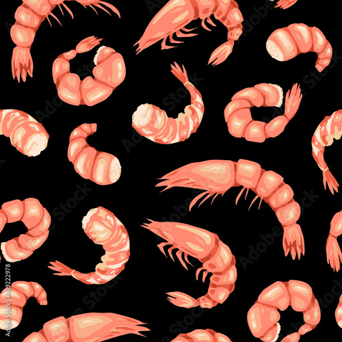 Seamless pattern with shrimp