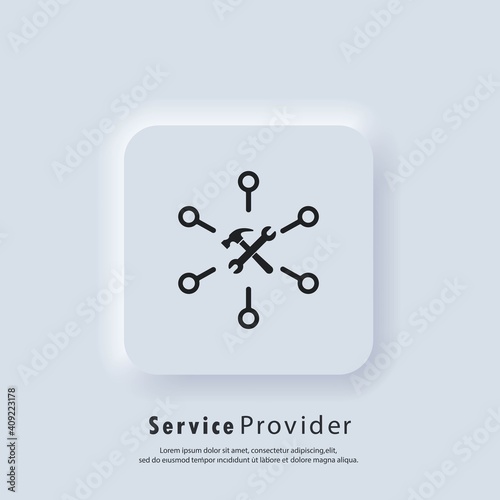 Service provider icon. Customer service logo. Online support. Account Manager. Vector. UI icon. Neumorphic UI UX white user interface web button. Neumorphism.