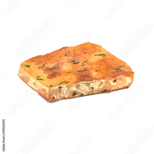 Toast. Grilled bread. Watercolor hand drawn illustration, isolated on white background. Vector