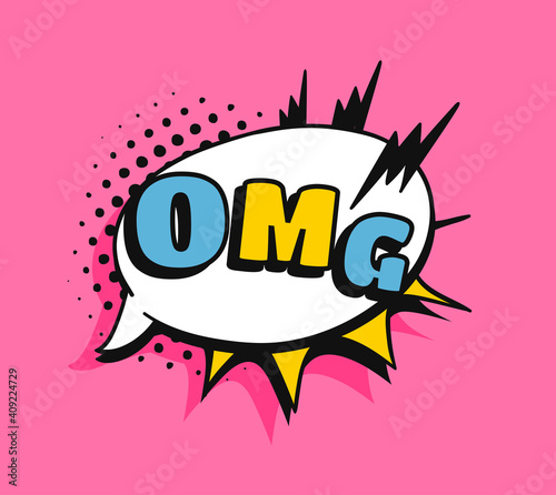 Pop art speech bubble drawing with text. Cartoon style vector collection of frames. Comic illustration on color background