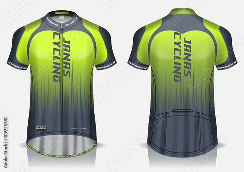 Jersey cycling template design uniform front and back view