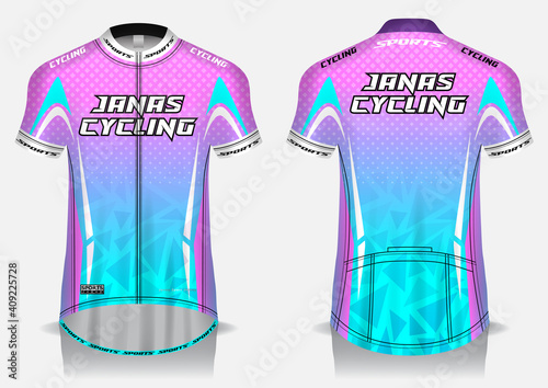 Jersey cycling template design uniform front and back view