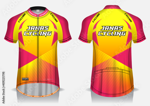 Jersey cycling template design uniform front and back view