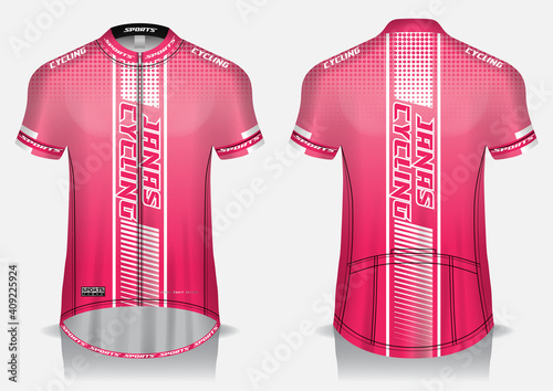Jersey cycling template design uniform front and back view