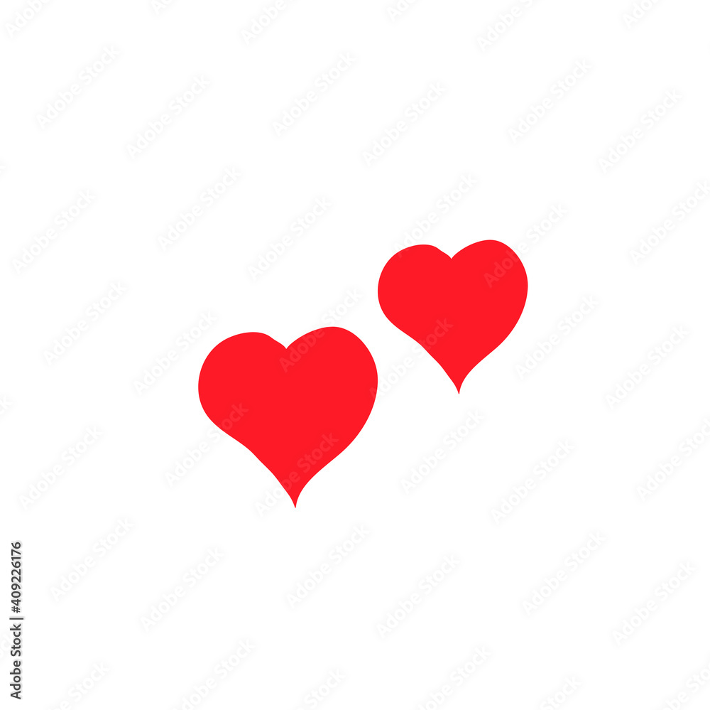 two red hearts isolated on a white background, a symbol of Valentine's day for the design of your postcards, banners, sale advertising posters