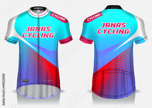 Jersey cycling template design uniform front and back view