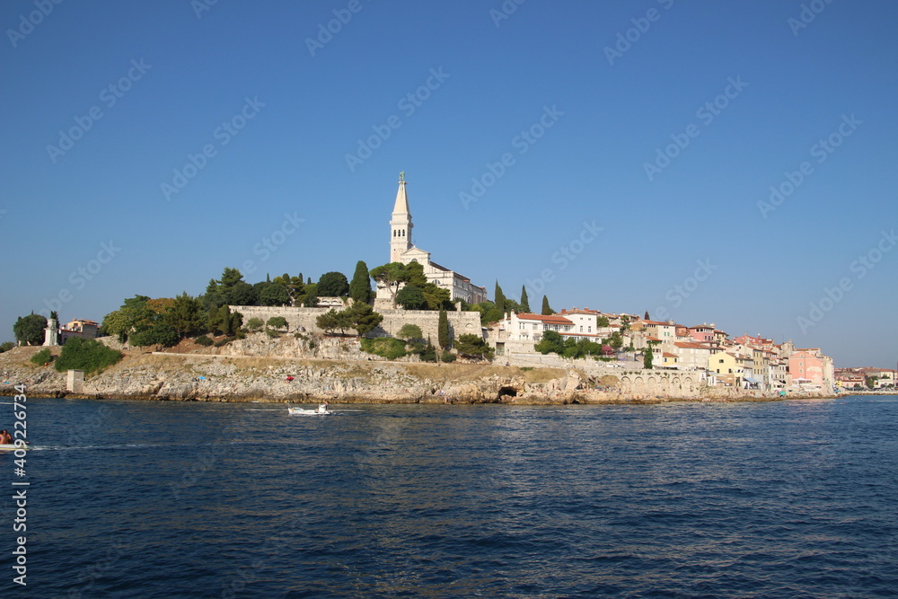 Skyline view of old Rovigno town in Croatia.
