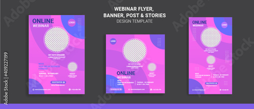 Webinar flyers social media post and stories, perfect for business webinar, creative webinar and other online seminars