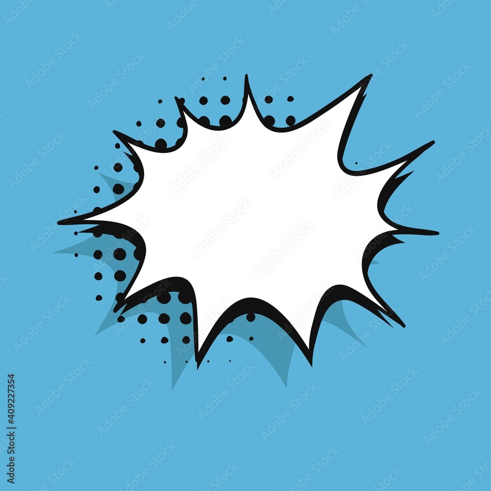 Pop art speech bubble without text. Cartoon style vector collection of frames. Comic illustration on blue background Pop art speech bubble without text. Cartoon style vector collection of frames. Comic illustration on blue background