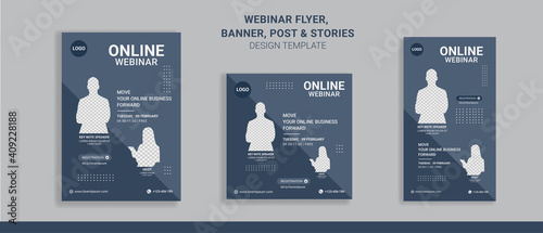 Webinar flyers social media post and stories, perfect for business webinar, creative webinar and other online seminars