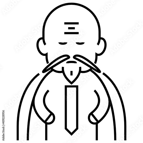 Chinese Master Concept, Shifu Vector Icon Design, Traditional Chinese Culture Symbol on white background, Lunar New Year of the Ox 2021 Sign, China Travel Guide Stock