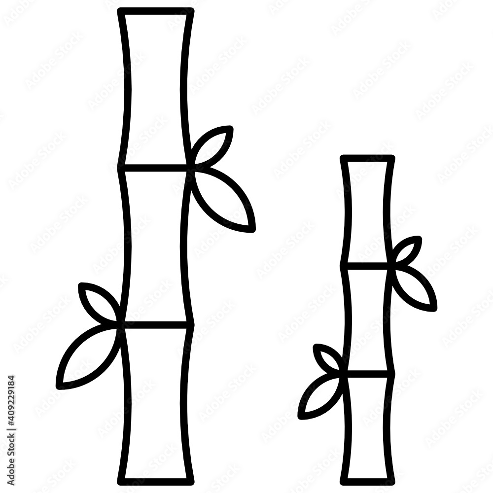 China Bamboo Concept, Leafy Plant Vector Icon Design, Traditional Chinese Culture Symbol on white background, Lunar New Year of the Ox 2021 Sign, China Travel Guide Stock