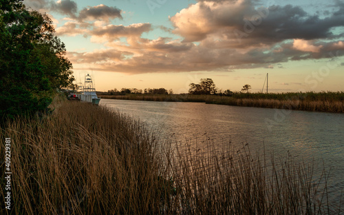 sunset over the river Apalachicola Florida