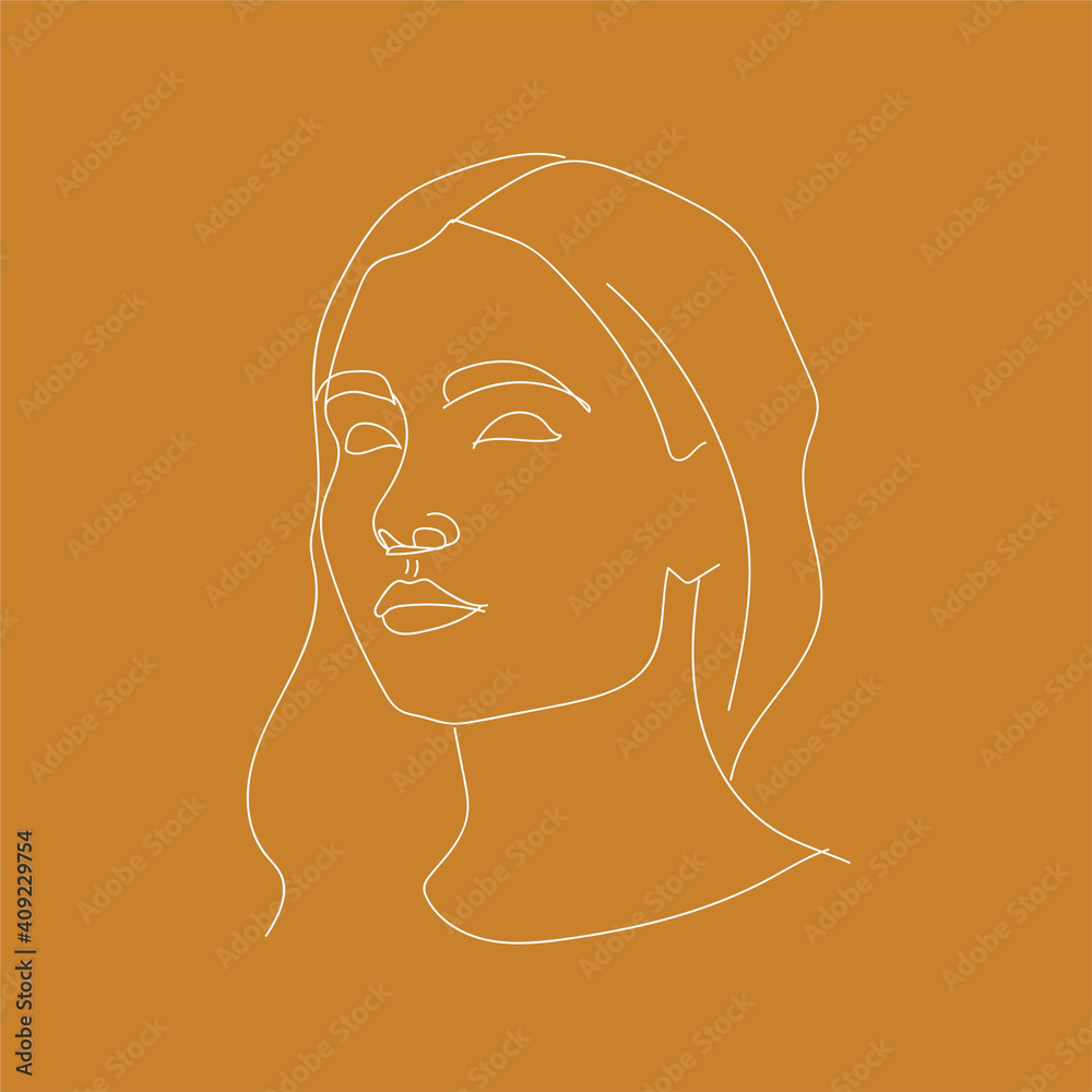 Vector face woman line art. Continuous line, fashion minimalist concept. Vector face woman line art. Continuous line, fashion minimalist concept.