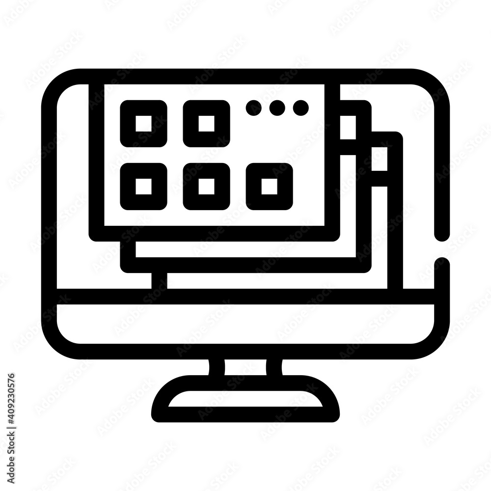 opened windows of operating system line icon vector illustration opened windows of operating system line icon vector illustration